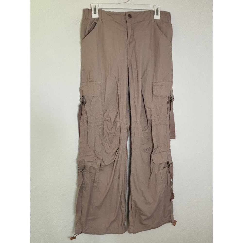 Aeropostale Parachute Cargo Pants Tan Khaki Wide Leg Utility Pockets Small